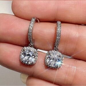 Elegant Silver Crystal Drop Earrings